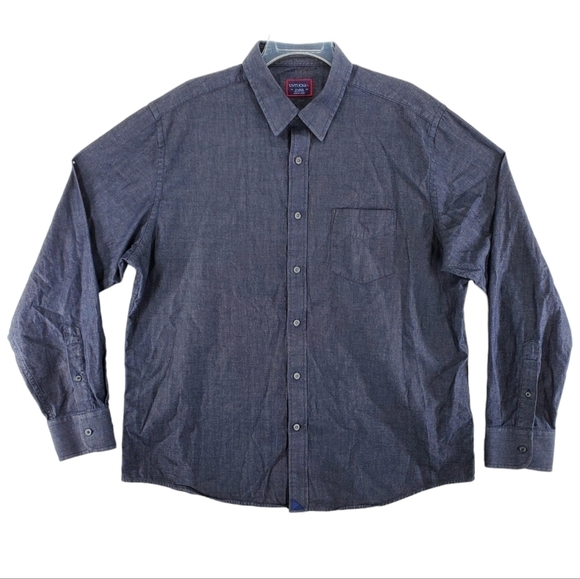 UNTUCKit Shirt Men XL Gray Button Up Long Sleeve 100% Cotton Pocket Casual Dress - Picture 1 of 13